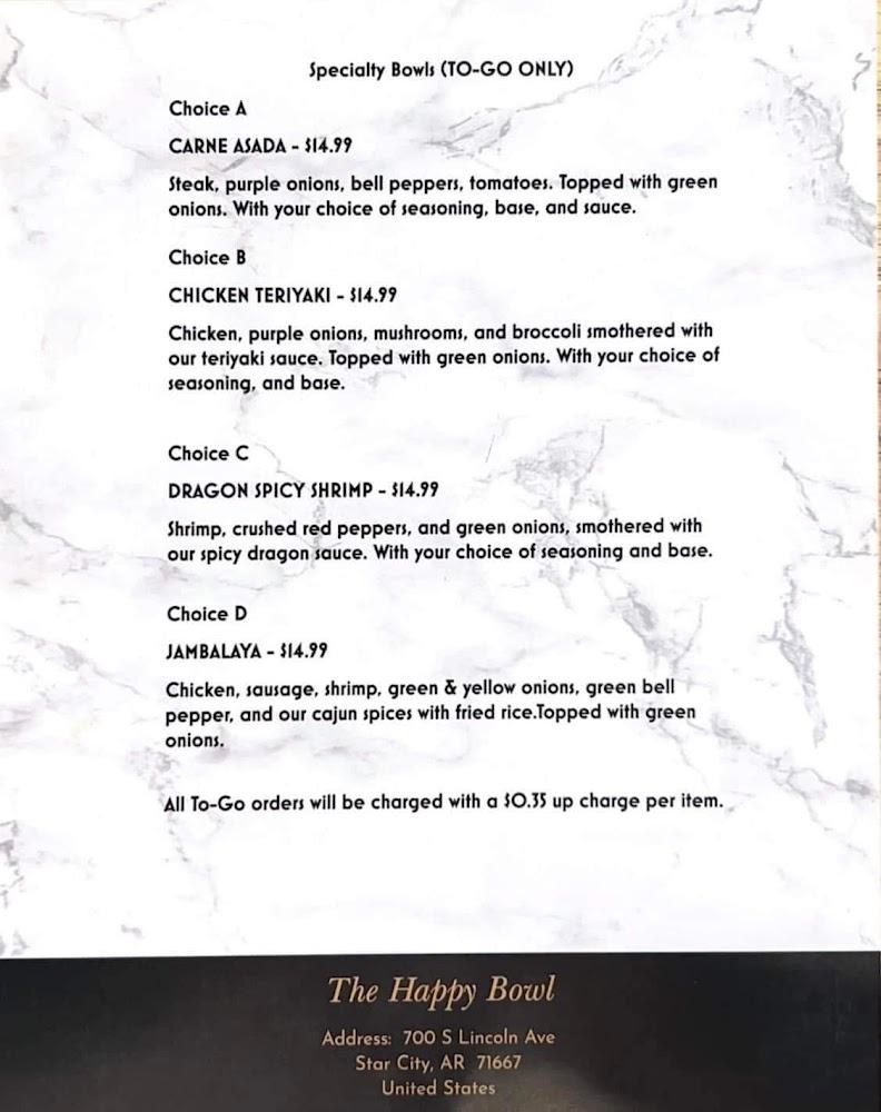 The Happy Bowl Menu image 1